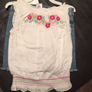 Gymboree Flower Shirt & Matching Jean Shorts Sz 4